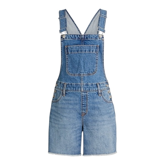 J. Crew Factory Women’s Denim Cutoff Shorts Overalls Blue Wash Pockets Size S - Picture 1 of 11